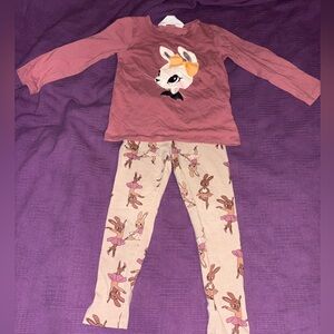 H&M Mauve bunny shirt and pants set. NWOT